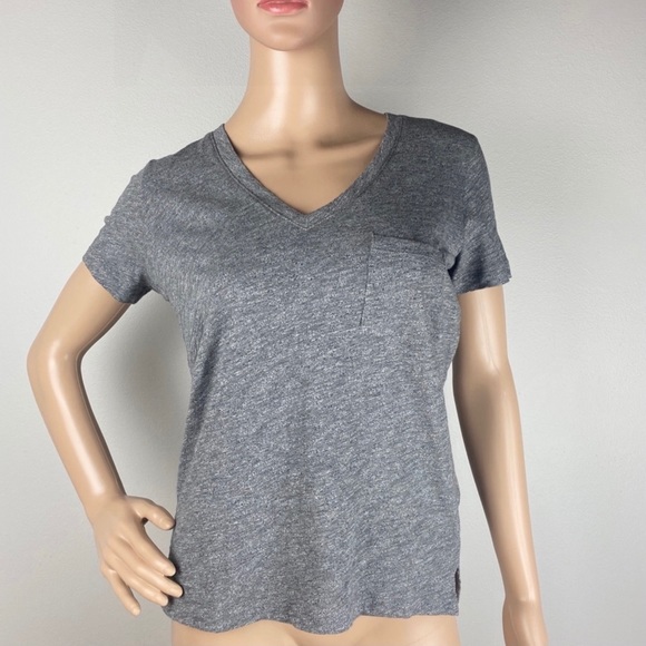 NEW MADEWELL GREY COTTON V-NECK POCKET T-SHIRT - Picture 2 of 7